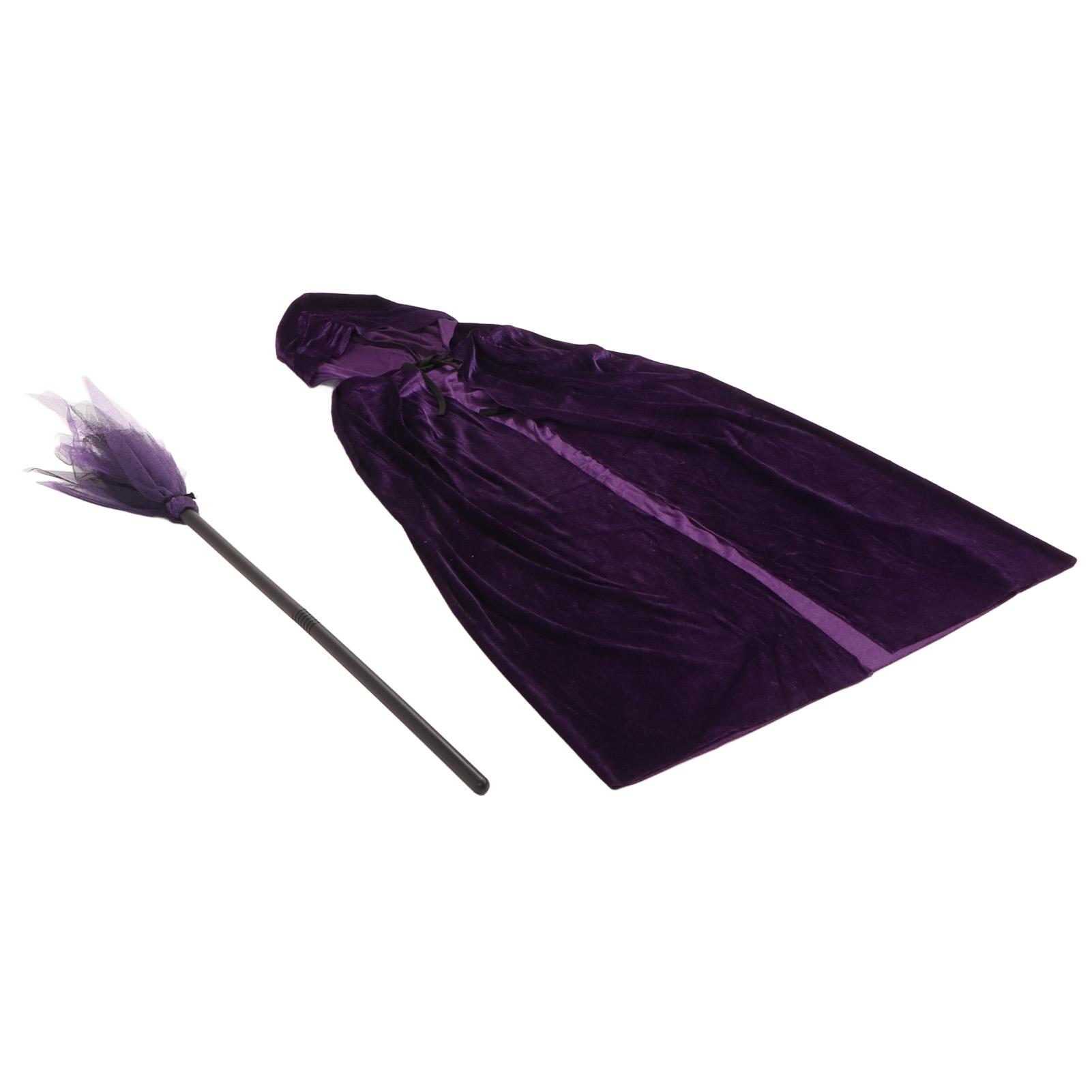 

Фиолетовый плащ волшебника с капюшоном, мягкий, удобный, с капюшоном, бархатный плащ, костюмы волшебника на метлу на Хэллоуин для