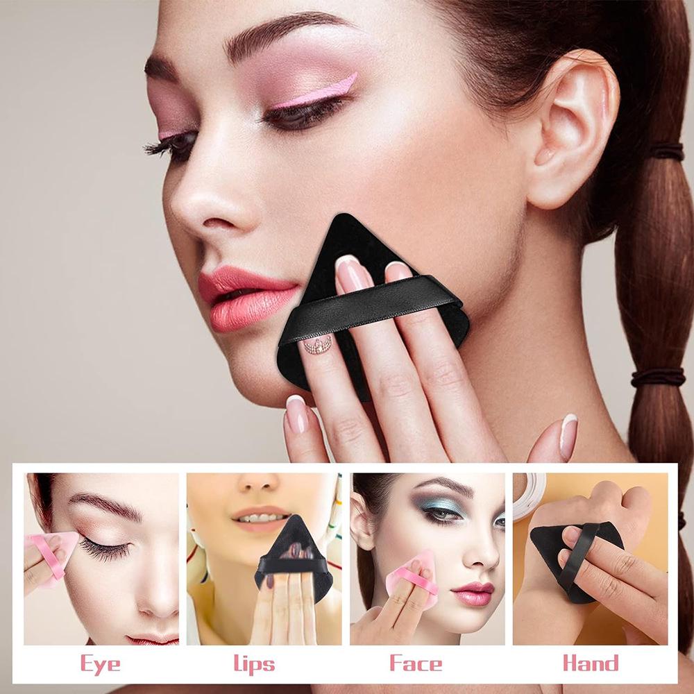 Triangular 3D Flocking Air Cushion Puff - Fan-Shaped, Dual-Sided, Soft & Delicate for Loose Powder Application