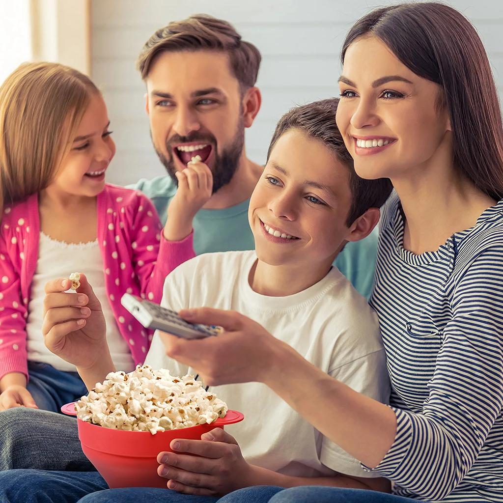 Silicone Popcorn Bowl with Handle Microwave Oven Folding Popcorn Bucket High Temperature Resistant Large Popcorn Bucket with Lid