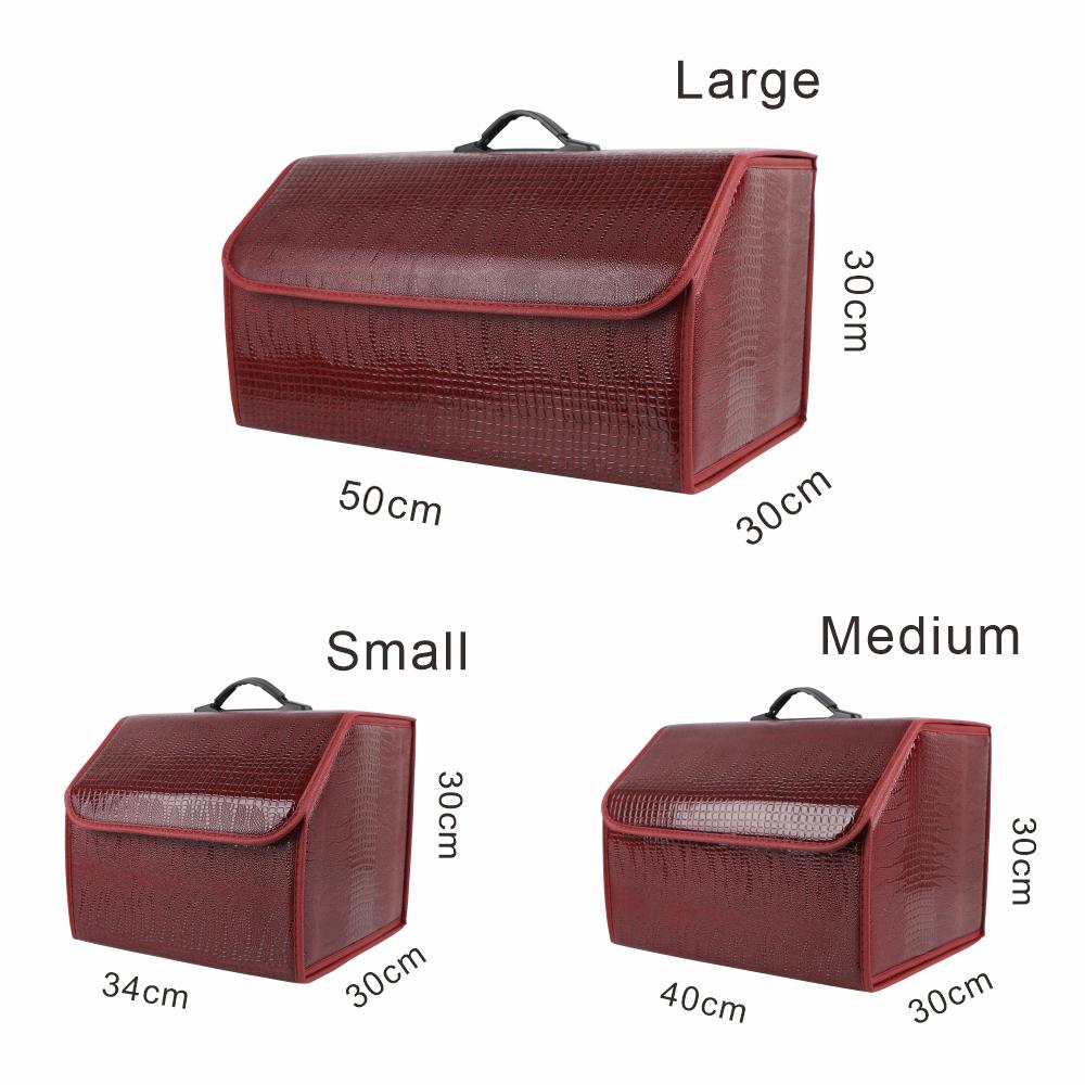Collapsible Car Storage Box Crocodile Grain Leather Organizer For Car Trunk Box Organizer Auto Tidying Storage Bag Watertight