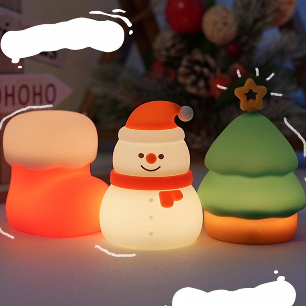 Weihnachtsdekoration Nachtlicht Niedliche Weihnachtsstrümpfe Schneemann Weihnachtsbaum Wiederaufladbar Tippsteuerung Ambientelampe Deko