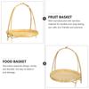 Bamboo Woven Fruit Dessert Basket Handle Food Storage Organizer Serving Tray Kitchen Counter Decor Snack Stand