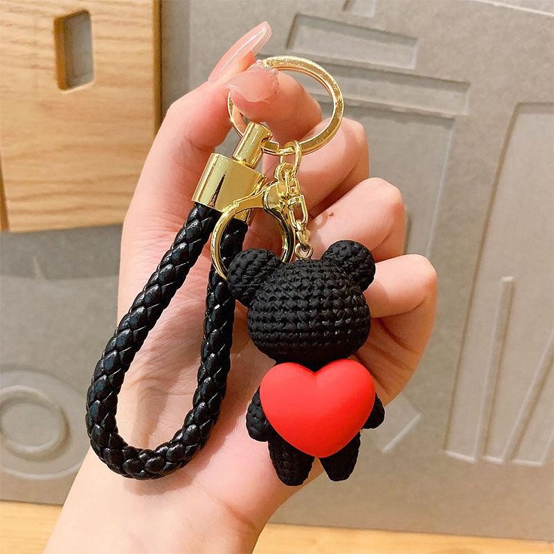 Lovely Bear Keychain Cute Bear Fashion Keychain Couple Gift Women Bag Phone Doll Pendant Car Keyring Figure DIY Jewelry Trinket
