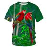 Colorful Animal Parrot T-Shirt Men's Clothing Crew Neck 3D Print Fun Birds Hip-Hop Harajuku Style Printed Top