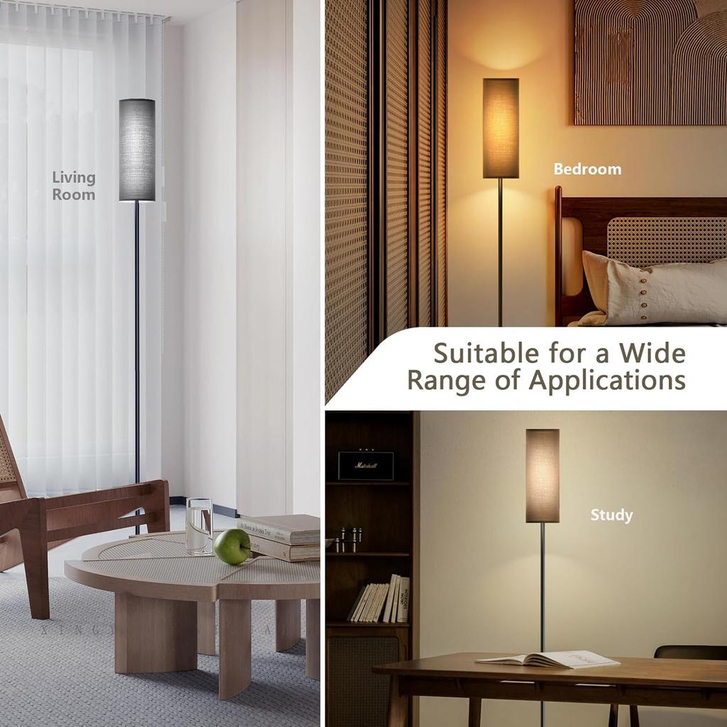 Modern Floor Lamp Standing Tall Light Foot Switch for Bedroom Living Room Study Room Office