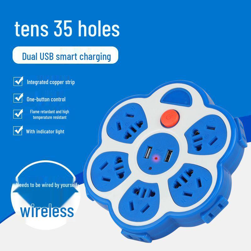Creative USB Multi-Hole Power Strip with Anti-Leakage Socket for Dorm & Home
