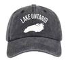 Lake Ontario Map Vintage Washed Dad Hat Unisex Lake‑Theme Casual Baseball Cap