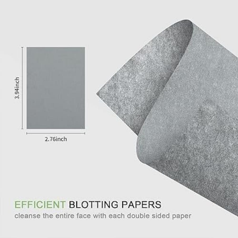 Șervețele Premium Ulei Absorbant Naturale pentru Față - 1x100 Bucăți Hârtie Absorbantă Groasă pentru Piele Uleioasă - Prietenoase cu Machiajul (Cărbune)