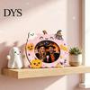 Halloween Picture Frame Wooden Photo Frame, Pumpkin Ghost Cat Cutout Holiday Portrait Holder, Double-sided Tabletop Decor for Home Party Indoor Table