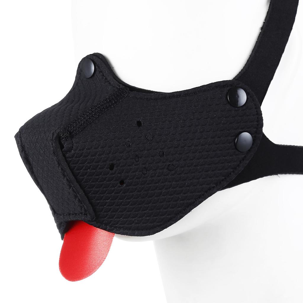 Puppy Play Dog Cosplay Mask Hood Half Face Bondage Muzzle Mask With Tongue Dog Slave Cosplay Dog Mouth