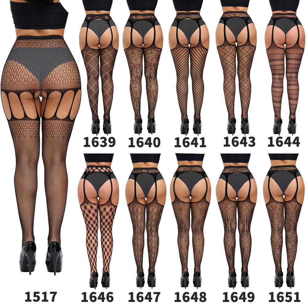 High Waist Sexy Tights Fishnet Black Stockings Open Crotchless Body Tight High Large Plus Size Pantyhose for Oversized Women