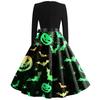 Women's Casual Fashion Halloween Print Vintage Long Sleeve Dress