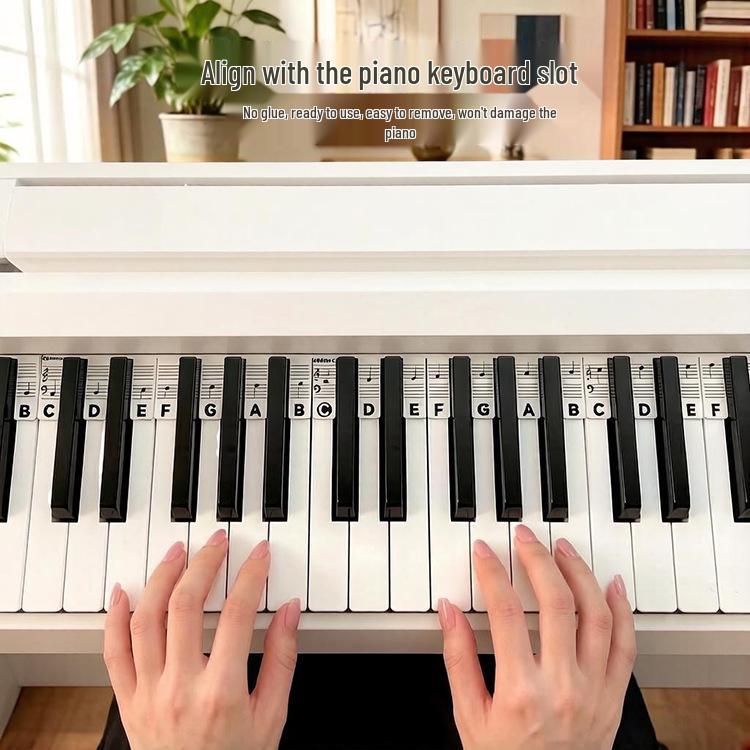 Removable Silicone Piano Note Stickers for Beginners - 88-Key Keyboard Guide
