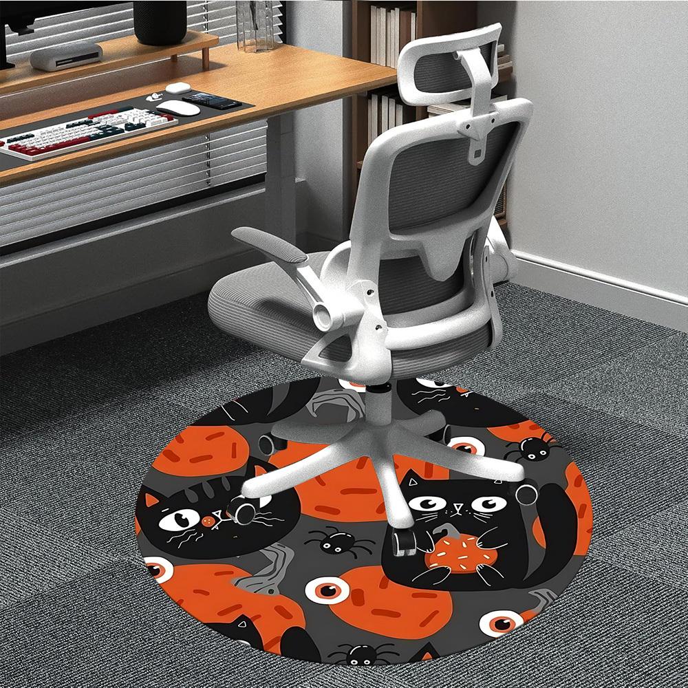 

1PC Halloween Cat Chair Carpet for Office, Indoor Non-Slip Washable Carpet, Soft Comfortable Mat For Office Room yy250930164 80cm by 80cm