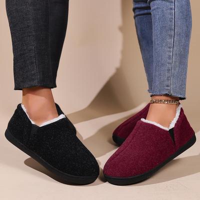 Scarpe invernali da interno in memory foam con collo in pelliccia neutra transfrontaliera - Comode e calde per gli anziani