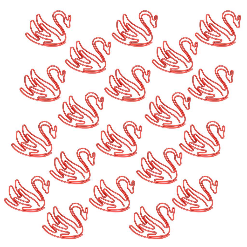 20Pcs Cartoon Paperclip Swan Shaped Creativity Metal Modeling Decoration Craft Supplies Red