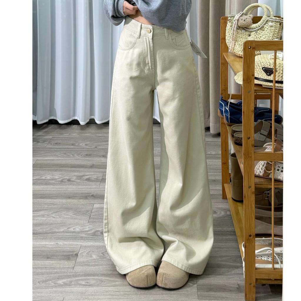 2026 New Spring American Style Women's High Waist Wide Leg Jeans – Slimming, Loose, Floor-Length Pants