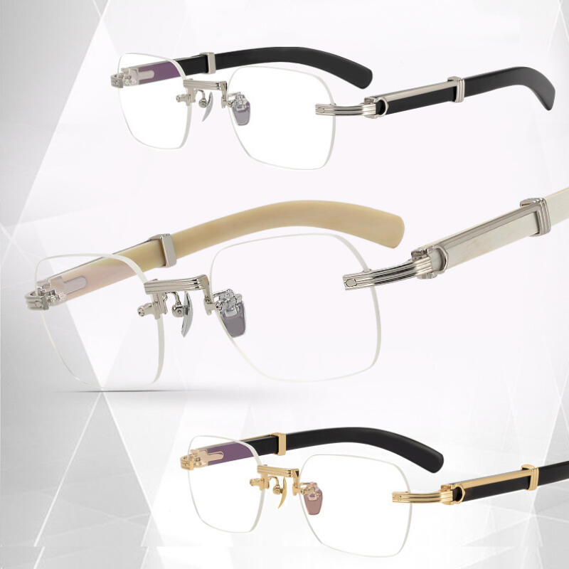 

Geek Chic Rimless Semi-Rimless Horn-Rimmed Glasses Titanium Frame J266 Gold Black