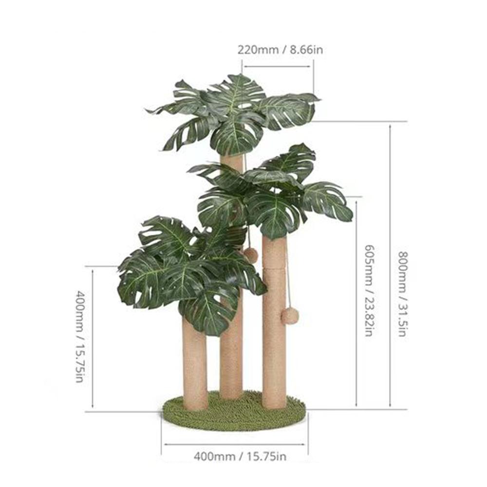 

Simulated Monstera Deliciosa Three Pillars Cat Scratching Post Climbing Stick Type A