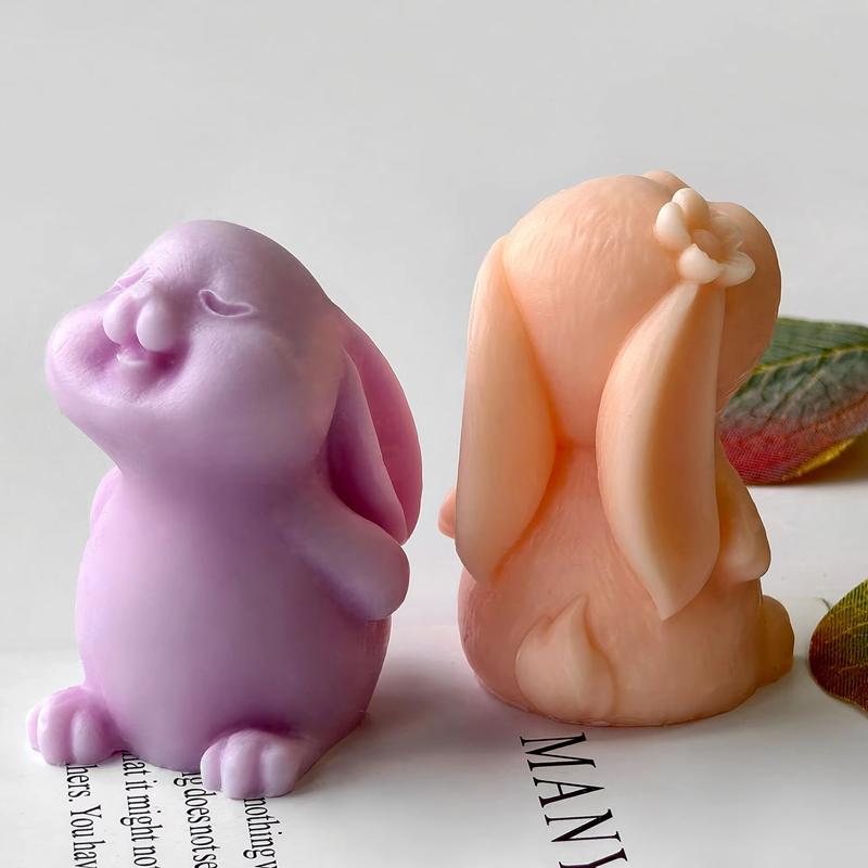 Easter Bunny Silicone Mold for Scented Candle Making Cute Rabbit Candle & Plaster DIY Craft Mold for Easter Home Decor