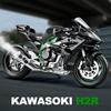 1/9 Kawasaki H2R Alloy Model Ignite Motorcycle with Spray Model Ignite Start Alloy Simulation Children Motorcycle Toy Gift