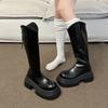 Móda Móda Punkový Styl Dámské Kozačky po Koleno Černé Zip Platforma Silný Podpatek Zimní Dámské Měkká Kůže Rytířské Kotníkové Boty