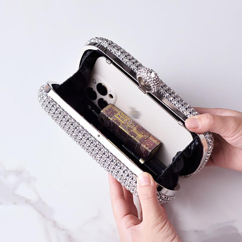 Gold Bling Diamond Clutch for Ladies Crossbody Shoulder Handbag Luxury Designer Evening Wedding Purse and Small Messanger Bags