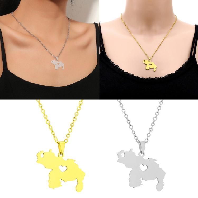 Map Flag Pendant Necklace Clavicle Chain Jewelry Venezuela Symbol Necklace