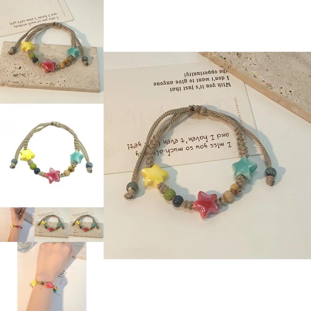 Trendy Star-shaped Ceramic Beaded Bracelet For Women In Fresh Sweet Style
