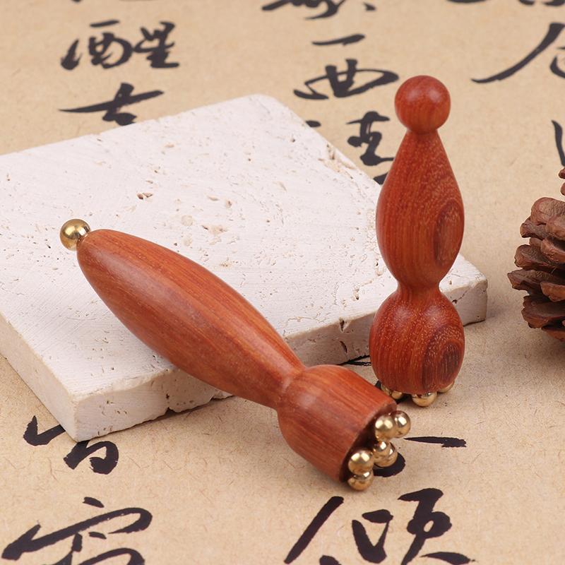 Handheld Lotus Seedpod Beauty Professional Brass & Rosewood Facial Gua Sha Tool Eye Relaxation Spot Meridians Acupoint Massage