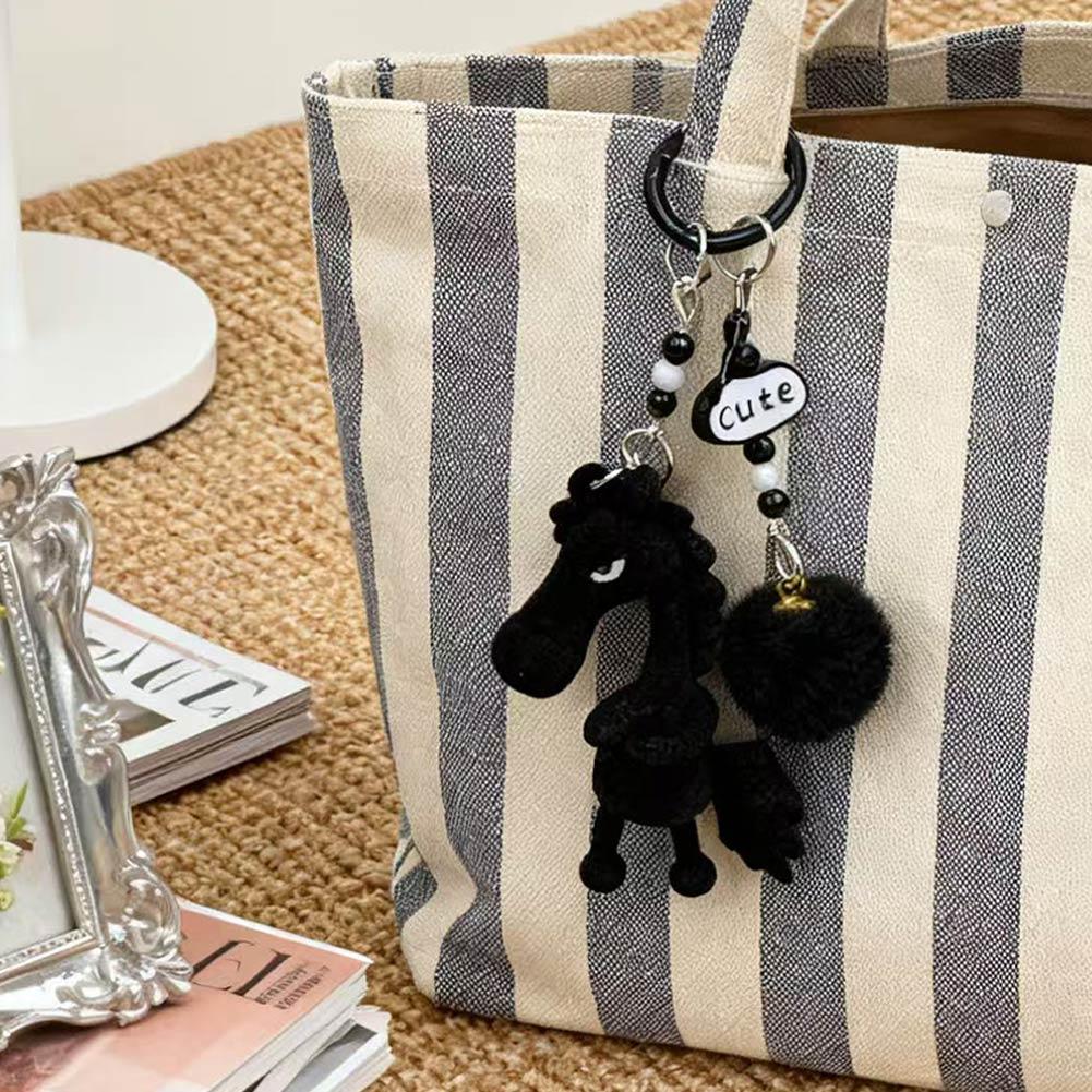 Cute Horse Keychain for Backpacks, 3 Inch Horse Plush Keychain Purse Charms for Girls Year of the Horse Plush Keyring Ornaments