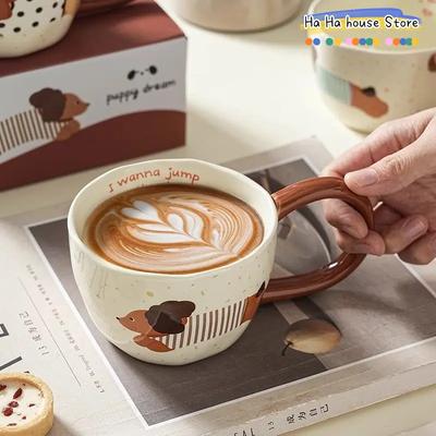 Sausage Puppy Breakfast Cute Ceramic Mug Creative Home Water Cup High Aesthetic Office Coffee Cup Milk Coffee Household Cup