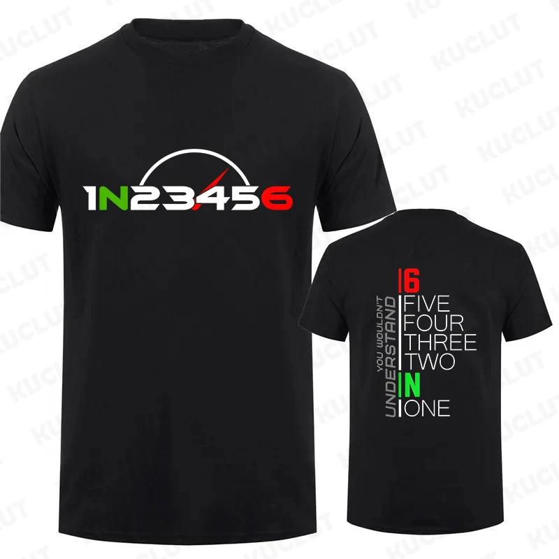 Motorcycle Gear 1N23456 Design Tshirt for Men Autocycle Motorbike Speedometer Personalized Print Game Tshirts Vintage T Shirts