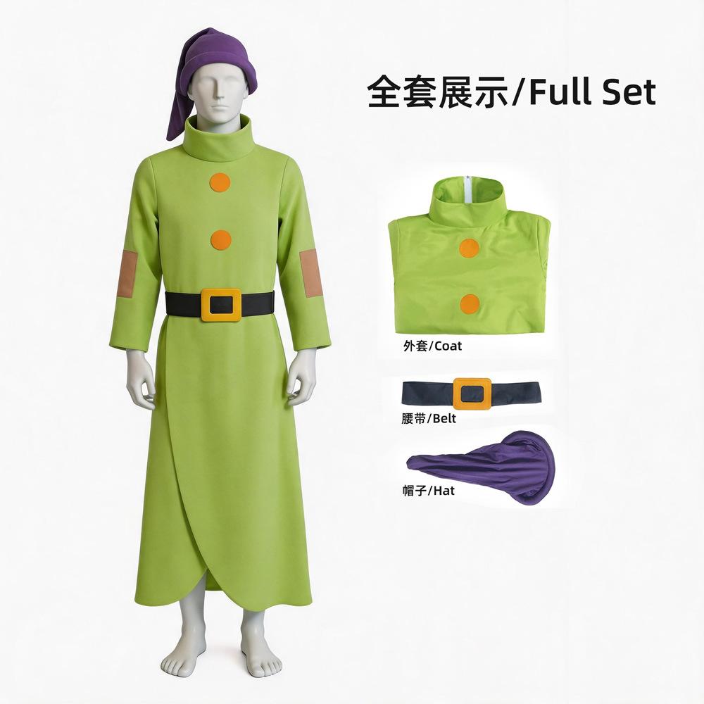 Seven Dwarfs Green Dopey Robe cos Snow White Cosplay Costume XS