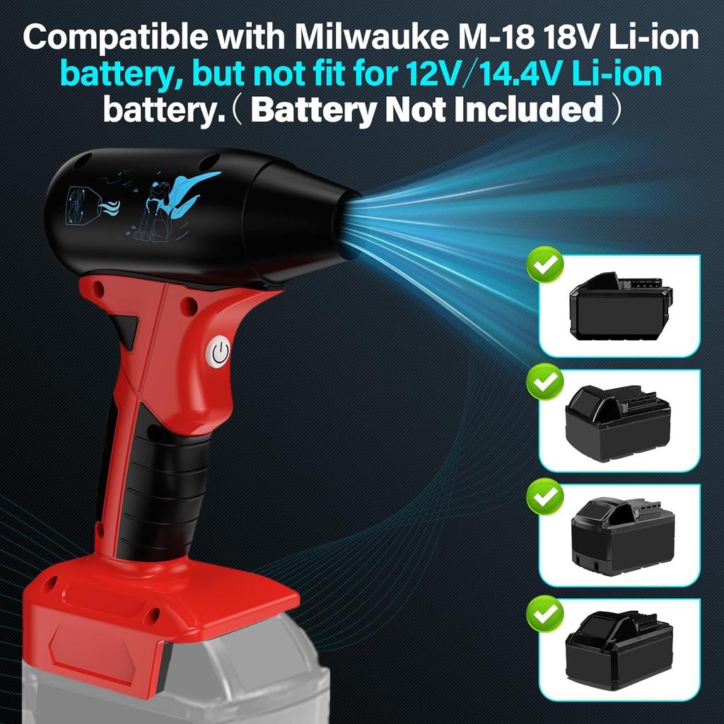 Mini Jet Blower Portable Violent Turbo Fan for Milwaukee 18V M18 Battery, 4-Speed Wireless High Speed Handheld Fan, for Computer Key Board