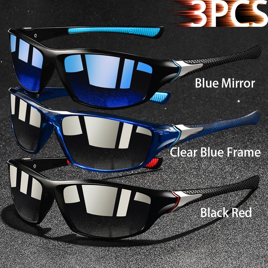 2 Pieces Fashion Vintage Sports Sunglasses Men Women Fishing Running Cycling  Sport Man Sun Glasses Anti-Glare UV400 Eyewear