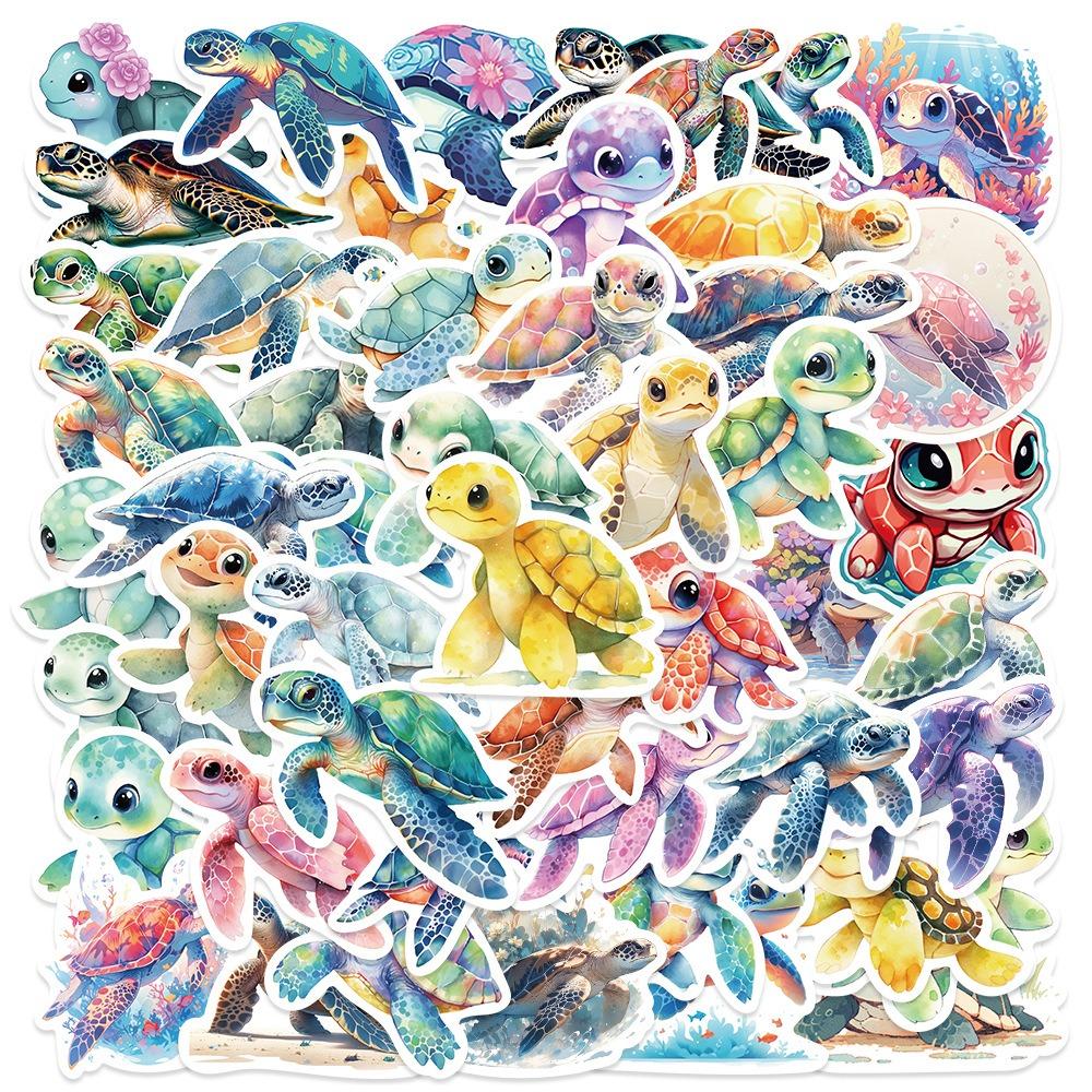 50 шт. Цветные Мультяшные Наклейки с Черепахами Эстетичные Наклейки для Телефона, Стены, Скрапбукинга, Мотоцикла Водонепроницаемые Мультяшные Наклейки для Детских Игрушек, Подарков
