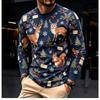 Autumn Men's Long Sleeve Top Fashion Comfortable Christmas Elk Theme 3D Print Printed Crew Neck Holiday Party Casual Versatile T-shirt