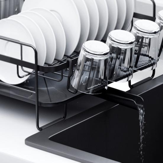Extendable Dish Drying Rack Dish Organizer with Drainage Multifunctional Dish Rack with Cutlery And Cup Holders for Kitchen Countertop