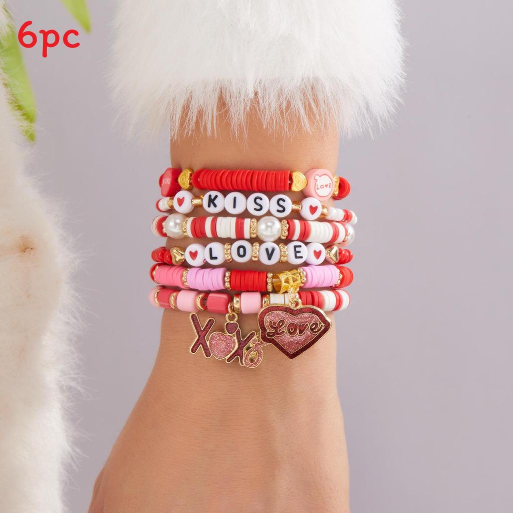 

Love Heart Shaped Soft Clay Bracelet Set For Romantic Gift And Couples Style6