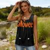 Women Sleeveless Tank Top Square Neck Ruffle Detail Halloween Print Casual Summer Vest Shirt for Daily Wear