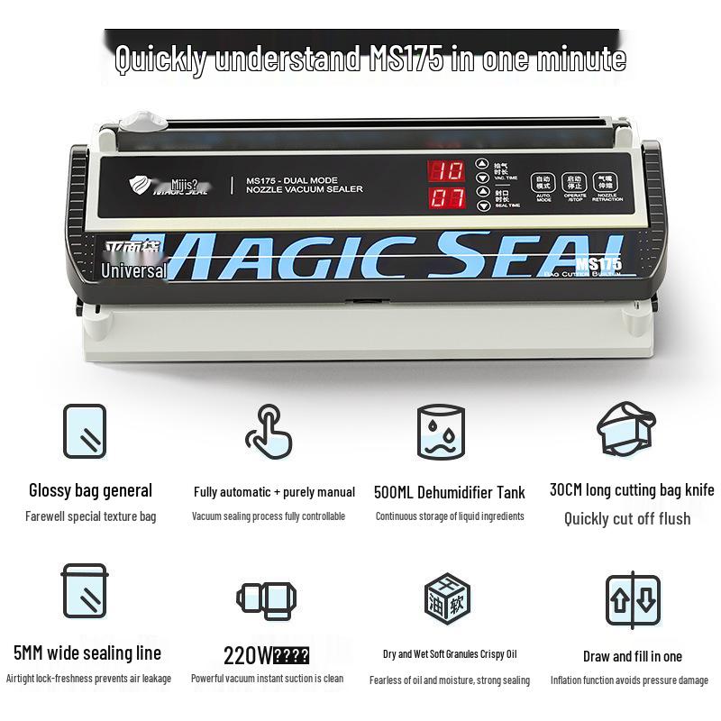 Compact Food Vacuum Sealer, 5mm Sealing Width, Ideal for Plastic Bags and Household Use, Free Shipping