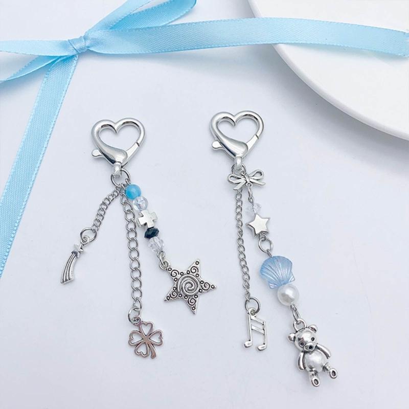 Sweet Star Heart Bead Phone Charm Straps Key Hanging Pendants Bag Decoration