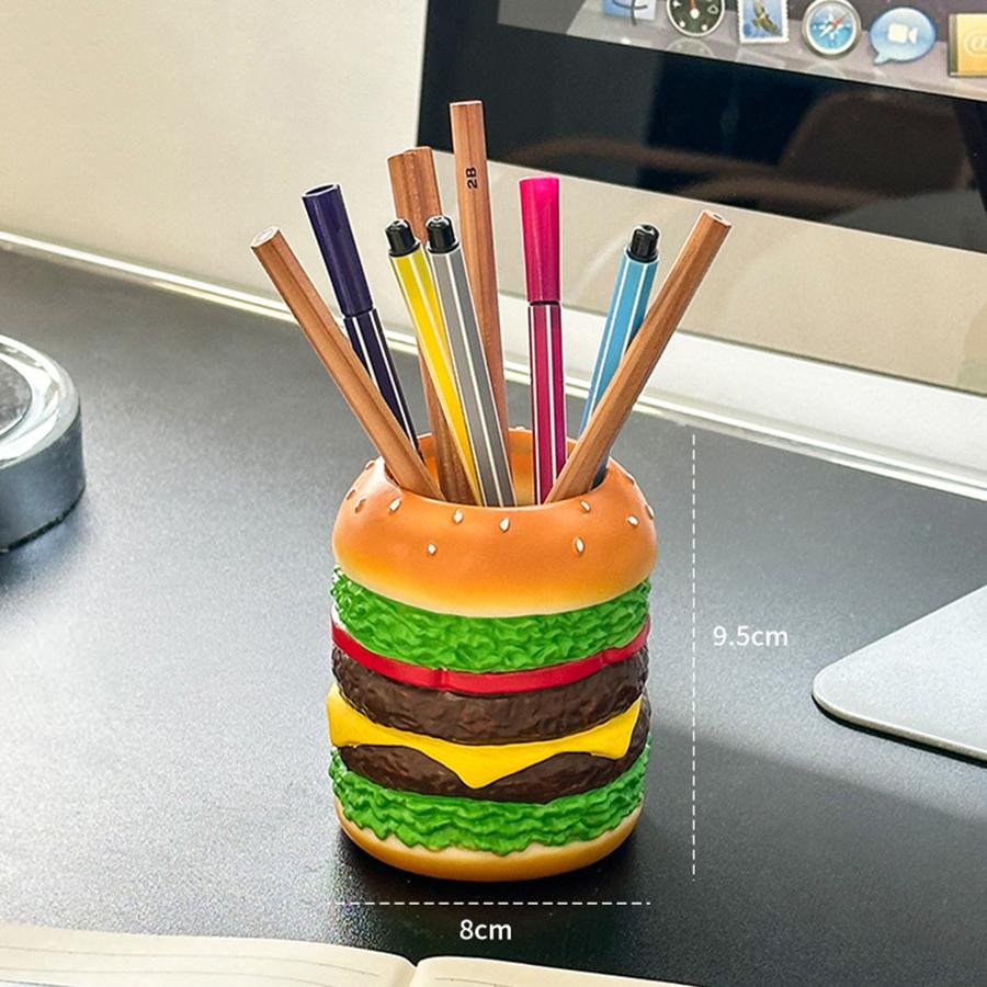 Delicious Burger Pen Holder Cute Burger Pen Holder Bedroom Desk Decoration Storage Organizing Pen Holder Gift for Friends