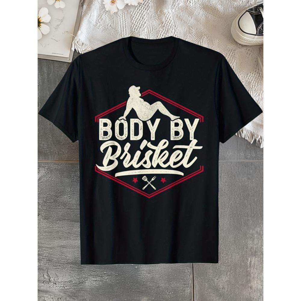 

Front printing round neck short sleeved T-shirt top comfortable breathable fabric casual sports style men s pure cotton S
