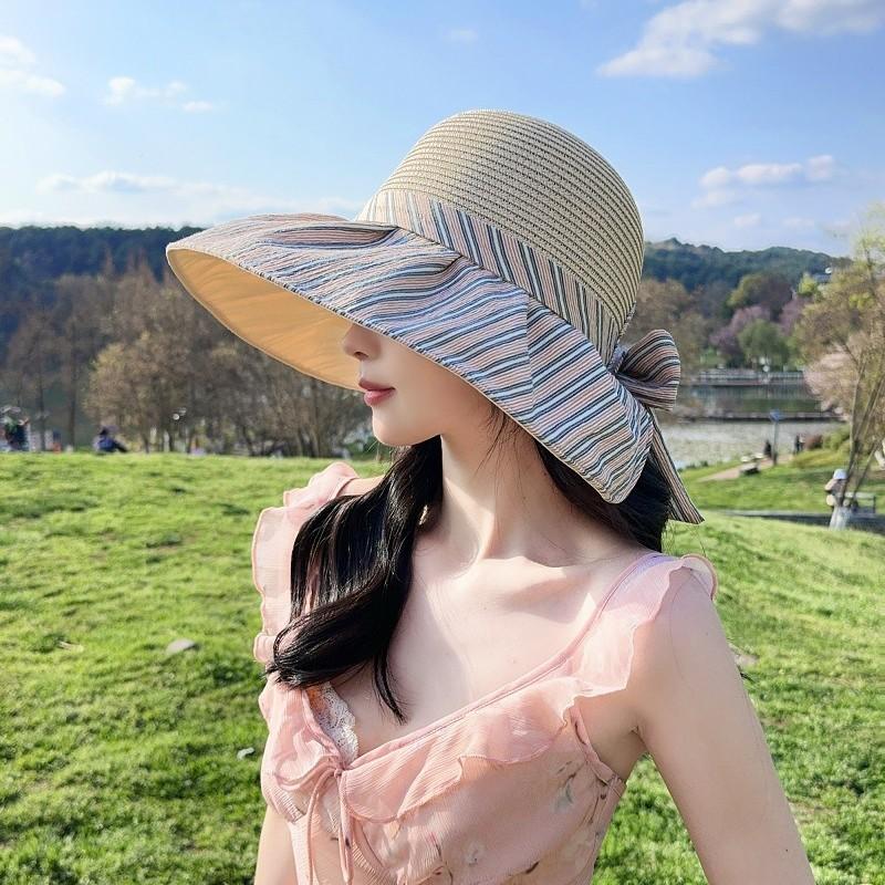 New Hat Women's Foldable Big Eaves Sunscreen Hat Summer New Travel Versatile Thin Breathable Bucket Hat