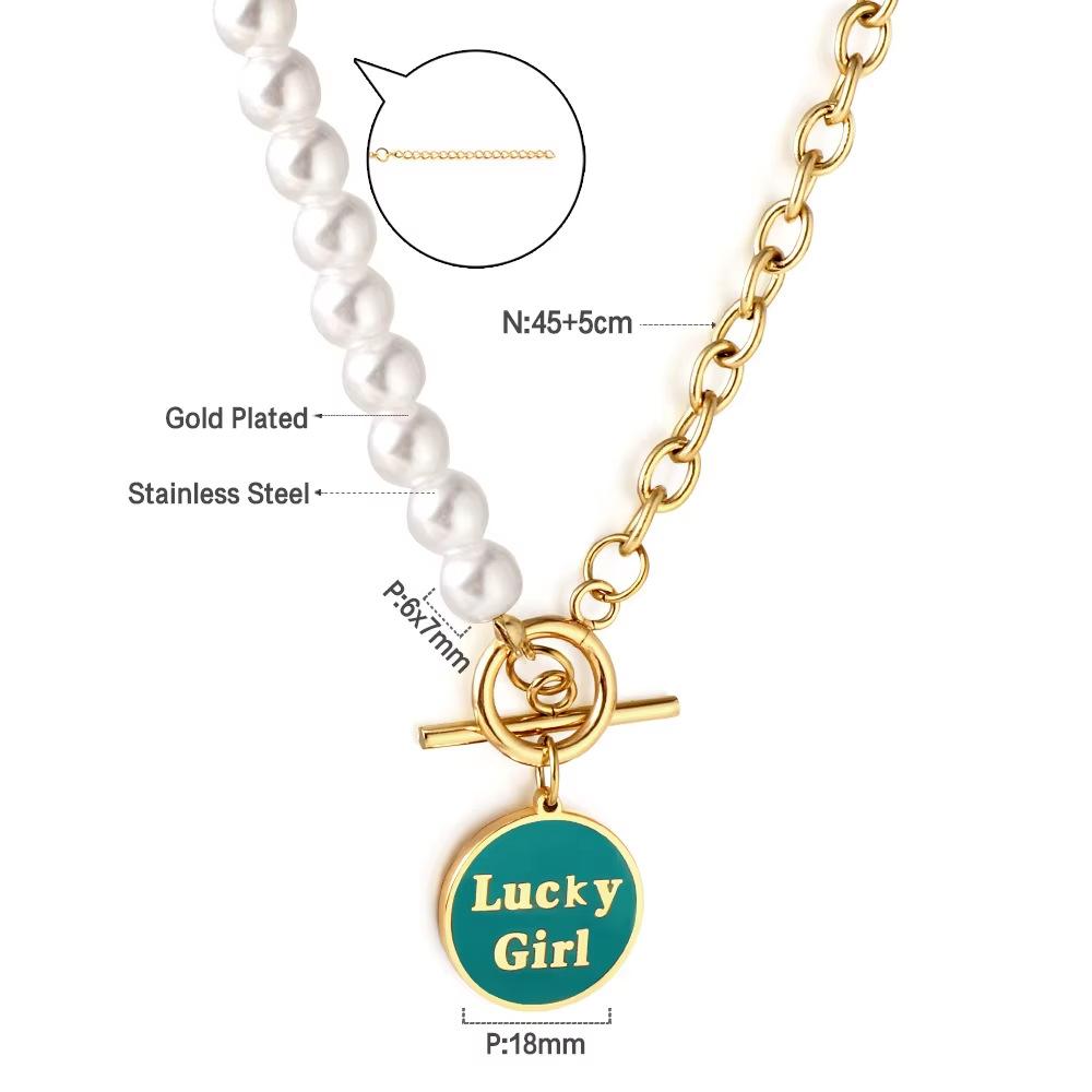 Women's Fashion Geometric Jewelry Light Luxury Multiple Styles Stainless Steel Pearl Pendant Choker Necklace