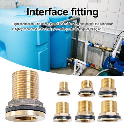Juego de conectores de tanque de agua de latón, conector de cubo GHT macho de 3/4" y NPT hembra de 1/2", accesorio de mamparo con anillo de goma, adaptador roscado para tanque de agua