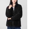 Women's Gray Double-Sided Fleece Hoodie Jacket, Plus Velvet, Thickened, Windproof Stand Collar, Long Sleeve, Warm Outerwear for Autumn/Winter