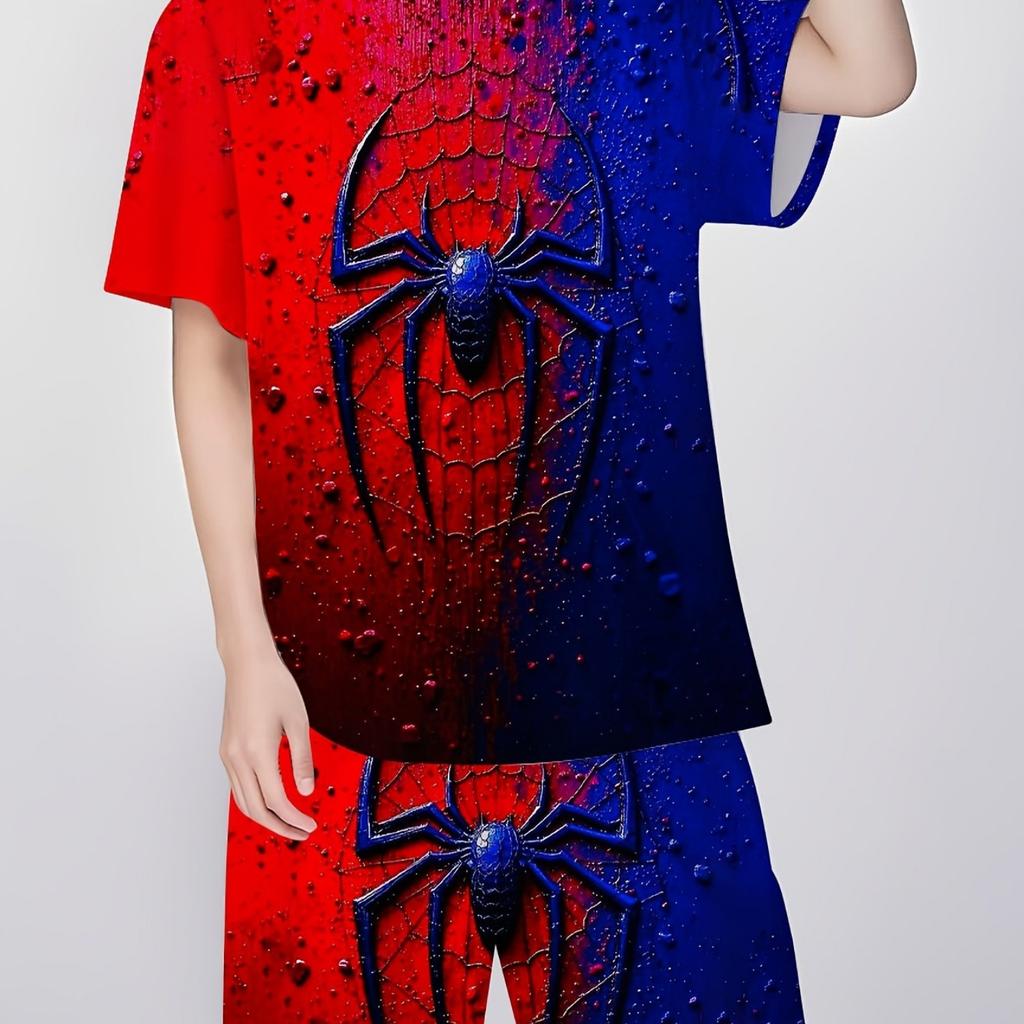 Digital Printing - Children's Set Fashion Digital Printing Casual Short Sleeved Shorts T-shirt Sports Set